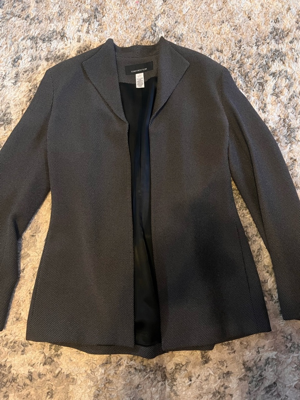 Jones New York Women's Black Micro-Pattern Open-Front Blazer - Picture 3 of 6